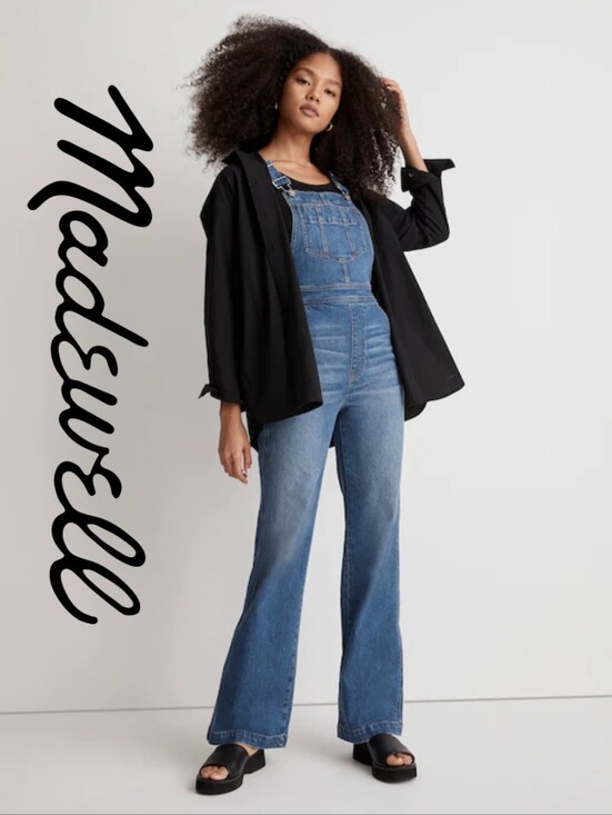Madewell Denim - Madewell High-Rise Loose Flare Overalls in Demott Wash Demott Wash 6
